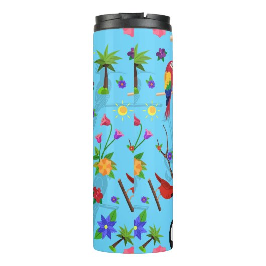 Toucan Flamingo and Arara Seamless Birds Pattern Thermosbeker (Achterkant)
