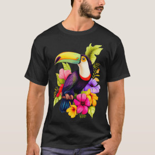 Toucan hibiscus bloemetjes mannen vrouwen kinder z t-shirt
