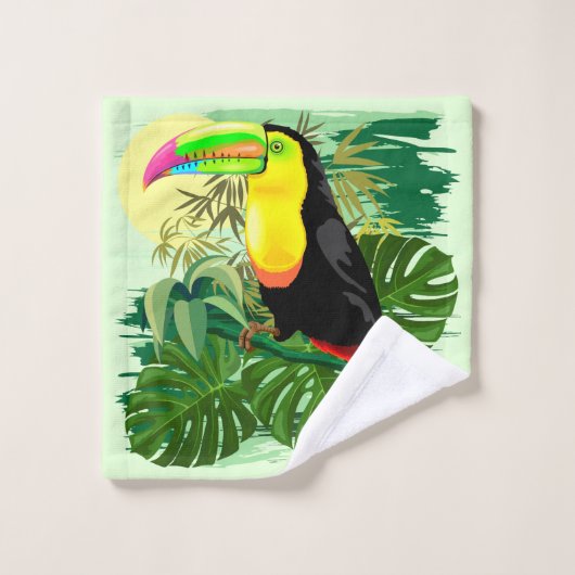Toucan in Green Amazonia Rainforest Bad Handdoek (Wasdoekje)