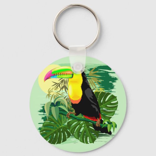 Toucan in Green Amazonia Rainforest Sleutelhanger (Voorkant)