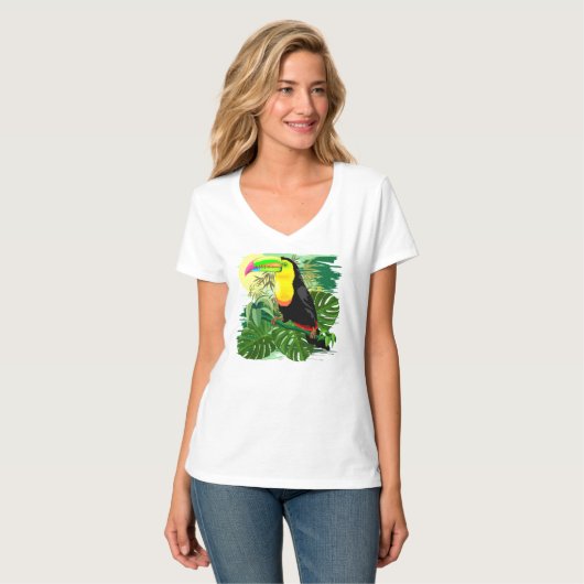 Toucan in Green Amazonia Rainforest T-shirt (Voorkant volledig)
