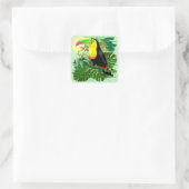 Toucan in Green Amazonia Rainforest Vierkante Sticker (Tas)