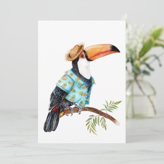 Toucan in Hawaiian shirt Bedankkaart (Staand voorkant)