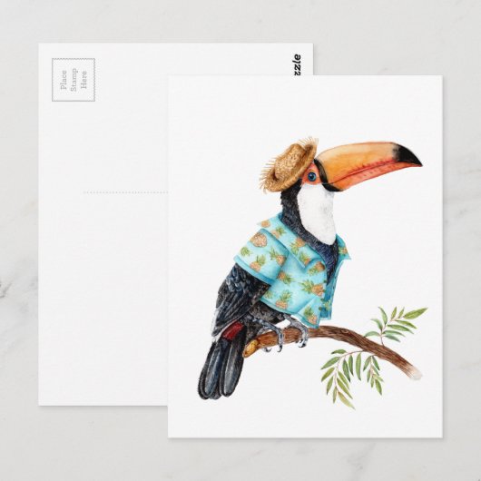 Toucan in Hawaiian shirt Briefkaart (Voorkant / Achterkant)