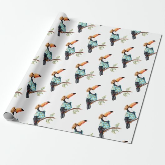 Toucan in Hawaiian shirt Cadeaupapier (Uitgerold)