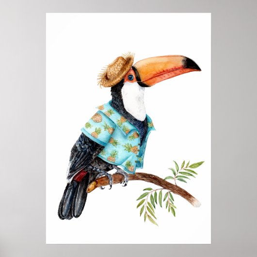 Toucan in Hawaiian shirt Poster (Voorkant)