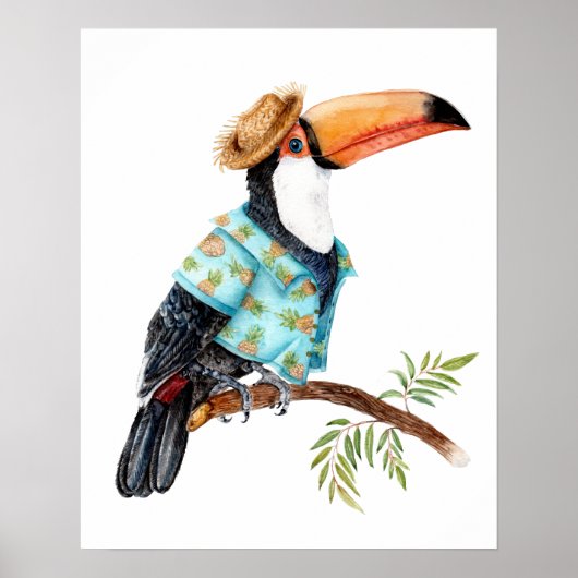 Toucan in Hawaiian shirt Poster (Voorkant)