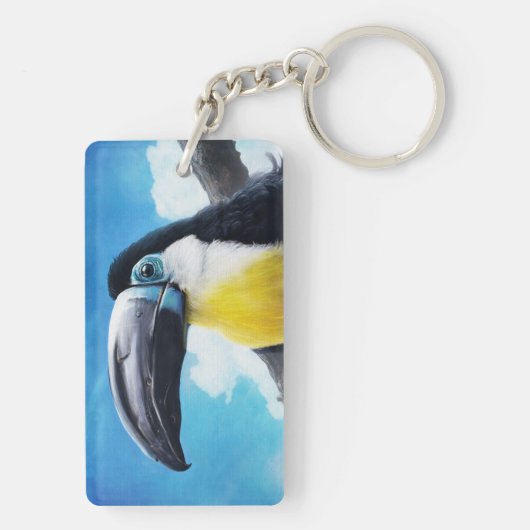 Toucan in Misty Air digital tropical bird Sleutelhanger (achterkant)
