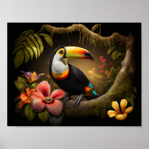 Toucan in regenwoud poster