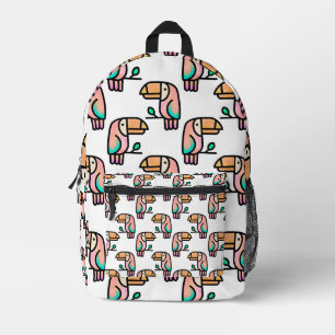 toucan jungle vogel pastel regenboog cartoon patro bedrukte rugzak