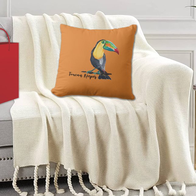 Toucan Keeper Waterverf Illustratie Kussen (Creator heeft geüpload)