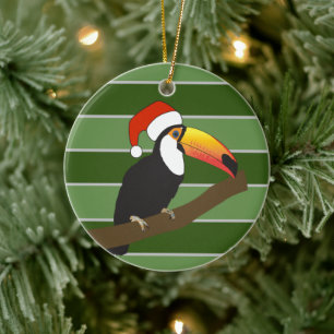 Toucan Kerstman Hoed - Kerst Special Keramisch Ornament