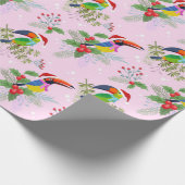 Toucan kerstpatroon cadeaupapier (Hoek)