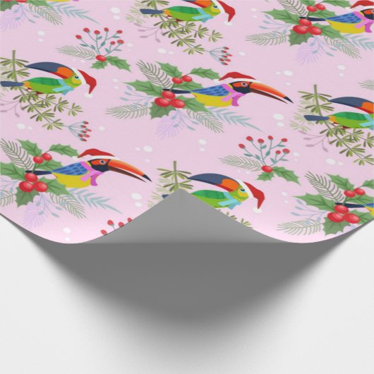 Toucan kerstpatroon cadeaupapier (Hoek)