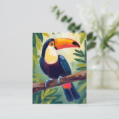 Toucan Kleurrijke Tropische Vogel Waterverf Briefkaart (Staand voorkant)