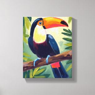 Toucan Kleurrijke Tropische Vogel Waterverf Canvas Afdruk