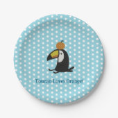 Toucan Loves Orange Papieren Bordje (Voorkant)