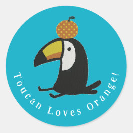 Toucan Loves Orange Ronde Sticker