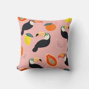 Toucan met Abstracte tropische vruchten Kussen