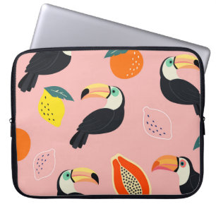 Toucan met Abstracte tropische vruchten Laptop Sleeve