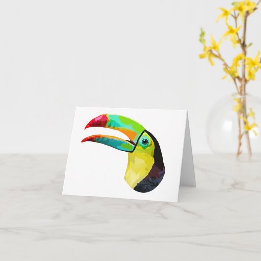 Toucan met de hand getekende digitale kunst kaart (Gele Bloem)