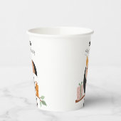 Toucan met feest pet, verjaardag papieren bekers (Links)