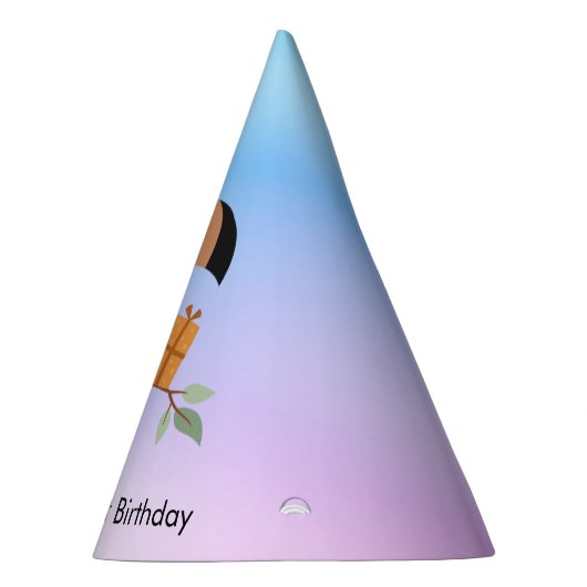 Toucan met geschenken, verjaardag feesthoedjes (Rechts)