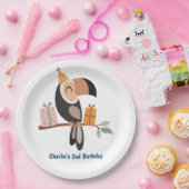 Toucan met party petten en geschenken papieren bordje (Feest)