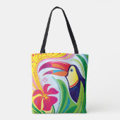 Toucan met Tropische Bloem Tote Bag (Achterkant)
