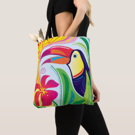 Toucan met Tropische Bloem Tote Bag