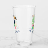 Toucan met tropische bloemen glas (Links)