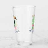 Toucan met tropische bloemen glas (Rechts)