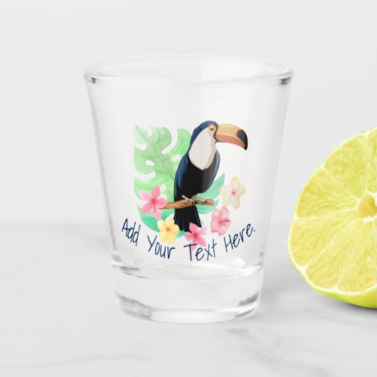 Toucan met tropische bloemen shot glas (Voorkant)