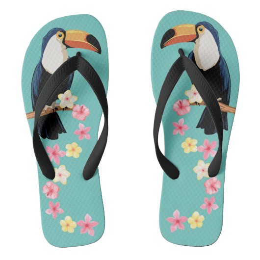 Toucan met tropische bloemen teenslippers (Voetbed)