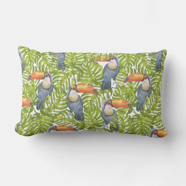 Toucan Oerwoud Bird Treders Pattern Kussen (Voorkant)