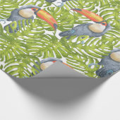 Toucan Oerwoud Bird Tree Leatern Pattern Cadeaupapier (Hoek)