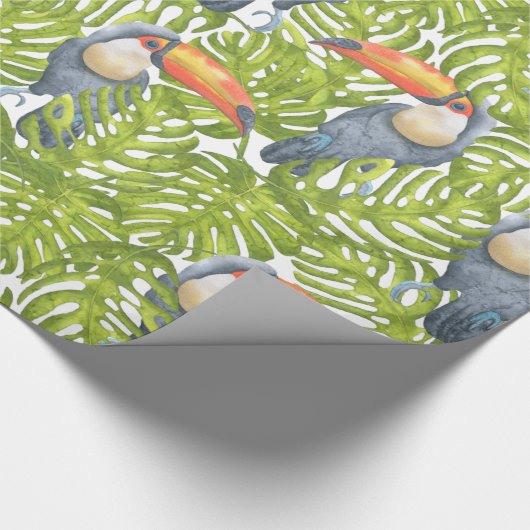 Toucan Oerwoud Bird Tree Leatern Pattern Cadeaupapier (Hoek)