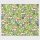 Toucan Oerwoud Bird Tree Leatern Pattern Cadeaupapier (Vlak)