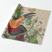 Toucan Oerwoud Tropical Bird Mooi Antiek Cadeaupapier (Uitgerold)
