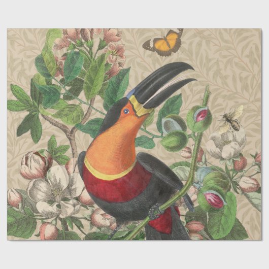 Toucan Oerwoud Tropical Bird Mooi Antiek Cadeaupapier (Vlak)