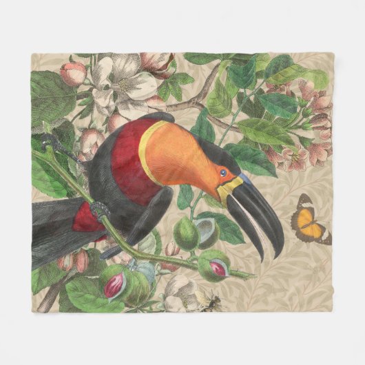 Toucan Oerwoud Tropical Bird Mooi Antiek Fleece Deken (Voorkant (Horizontaal))