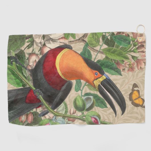 Toucan Oerwoud Tropical Bird Mooi Antiek Golfhanddoek (Horizontaal)