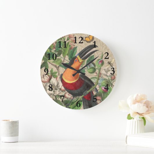 Toucan Oerwoud Tropical Bird Mooi Antiek Grote Klok (Huis)