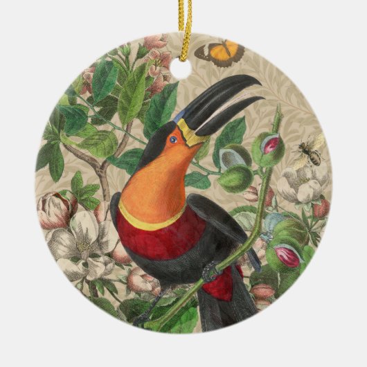 Toucan Oerwoud Tropical Bird Mooi Antiek Keramisch Ornament (Voorkant)