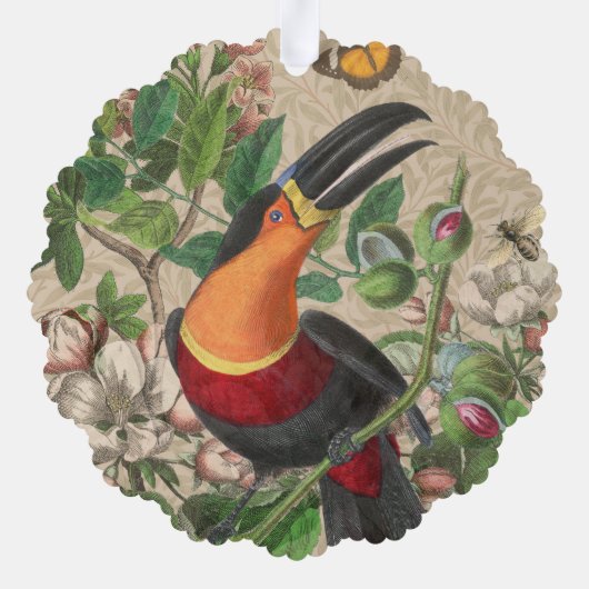 Toucan Oerwoud Tropical Bird Mooi Antiek Ornament Kaart (Achterkant)