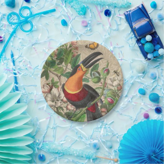 Toucan Oerwoud Tropical Bird Mooi Antiek Papieren Bordje (Feest)