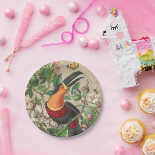 Toucan Oerwoud Tropical Bird Mooi Antiek Papieren Bordje (Feest)