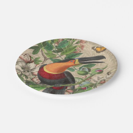 Toucan Oerwoud Tropical Bird Mooi Antiek Papieren Bordje (Gekanteld)