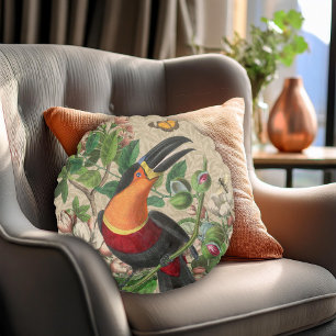 Toucan Oerwoud Tropical Bird Mooi Antiek Rond Kussen