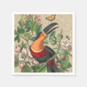 Toucan Oerwoud Tropical Bird Mooi Antiek Servet (Voorkant)